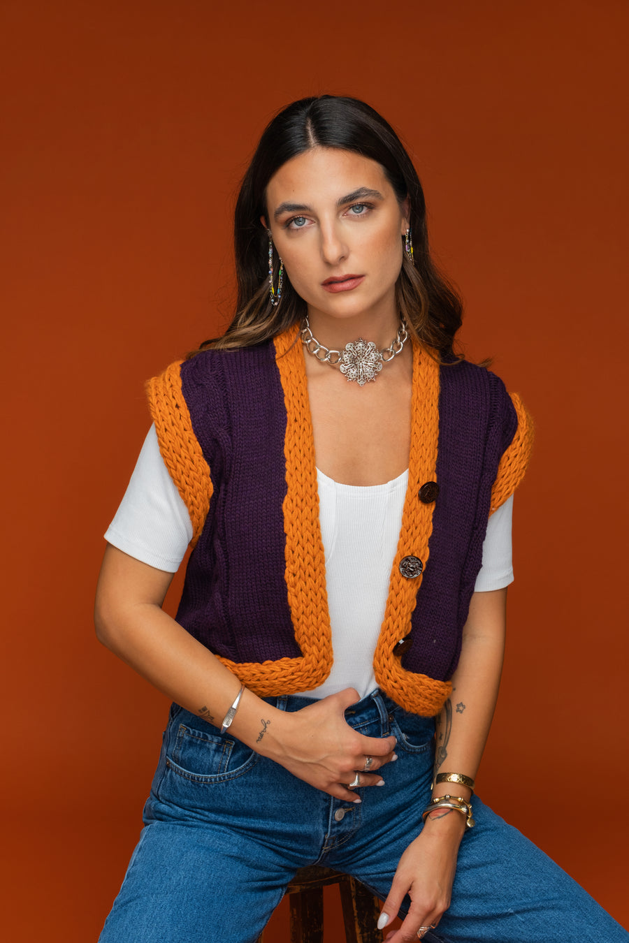 Spectrum knitted vest purple