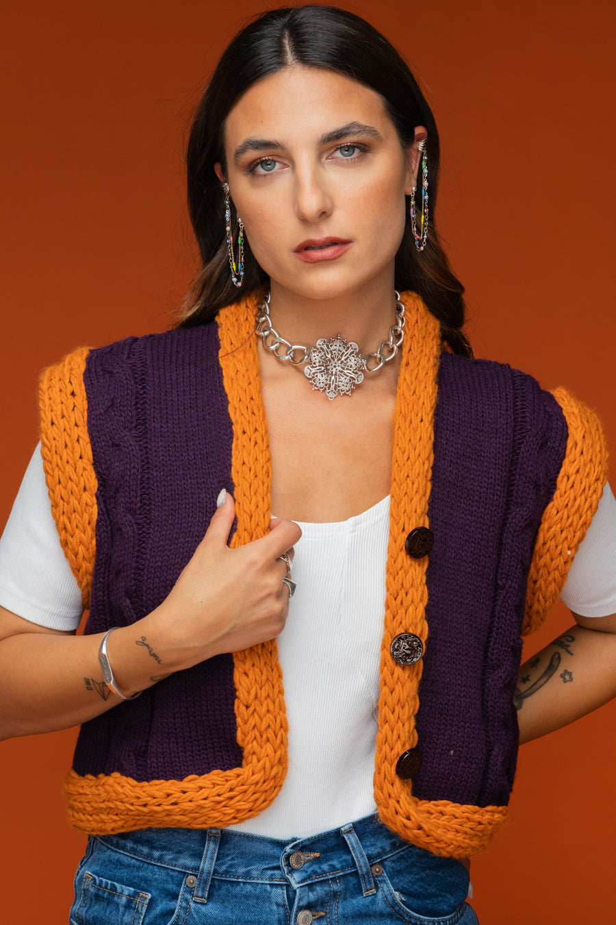 Spectrum knitted vest purple