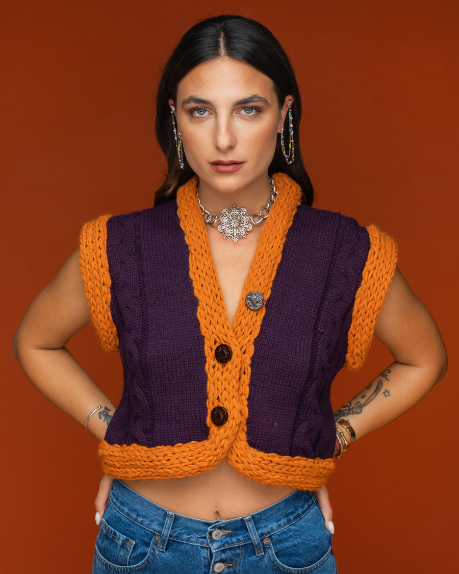 Spectrum knitted vest purple