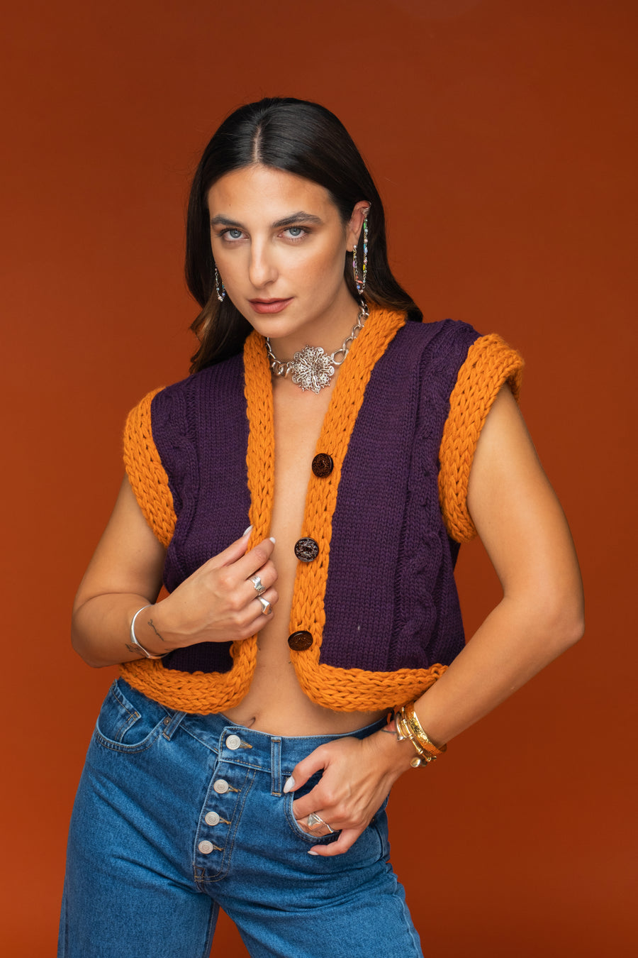 Spectrum knitted vest purple